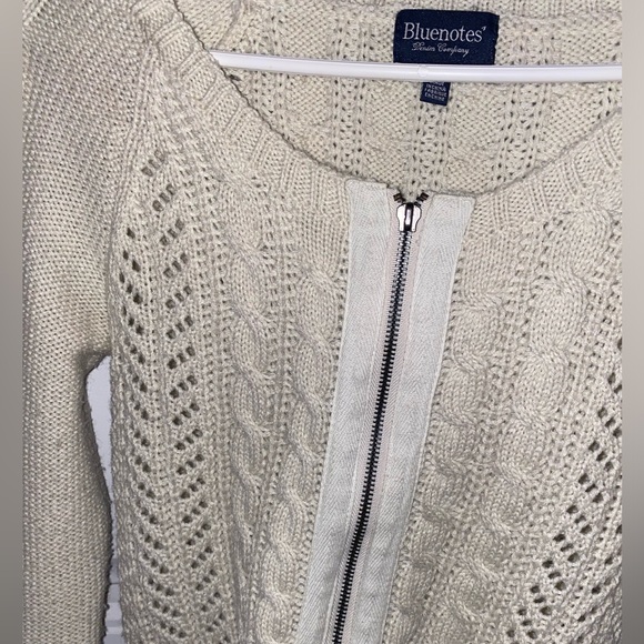 Bluenotes Cream Zipup Scoop Neck Cardigan | SIZE: S - Picture 3 of 10